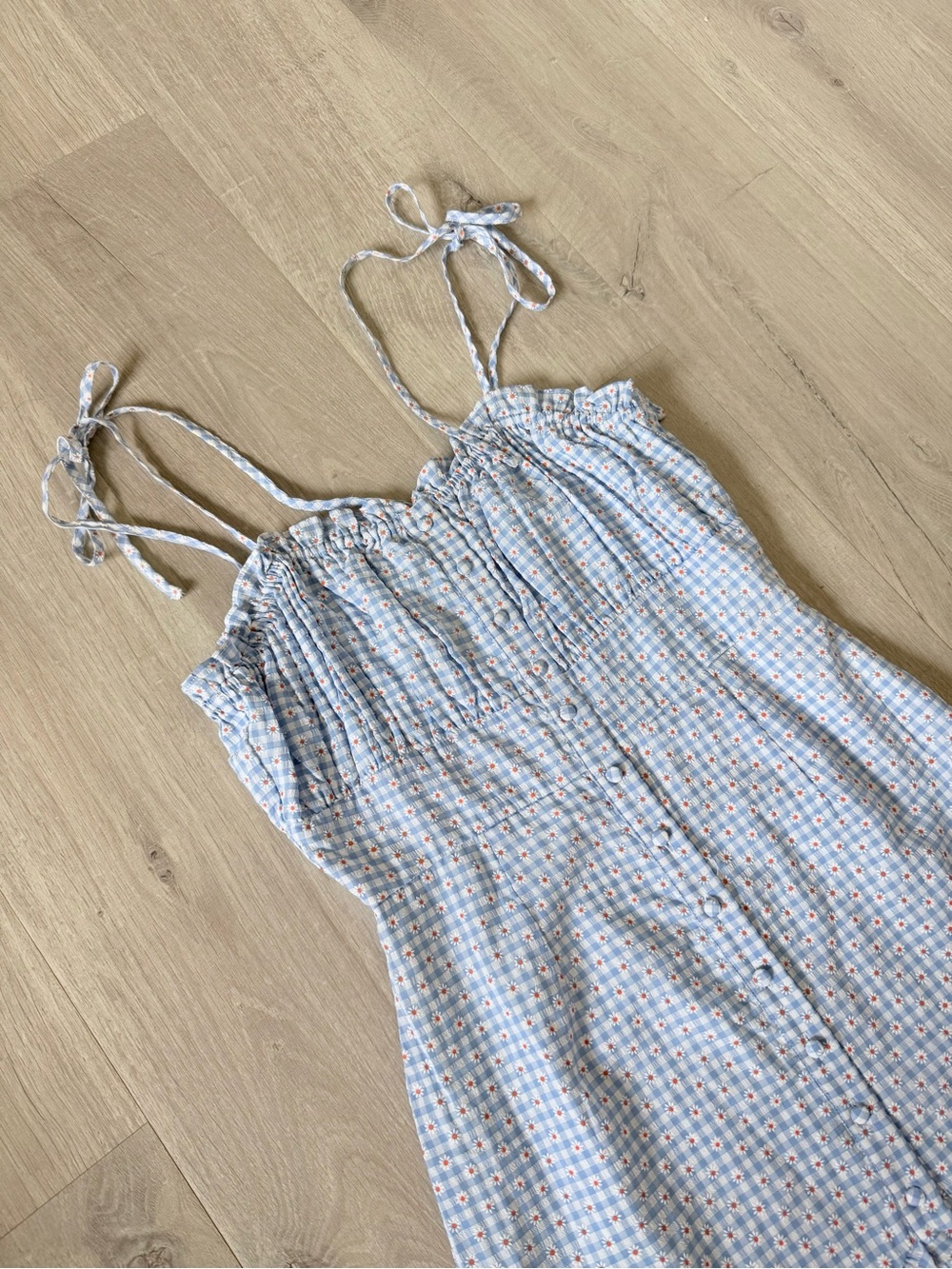 Storia Light Blue Floral Button-Front Sundress size medium - Picture 2 of 10